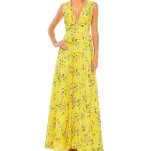 NEW | Mac Duggal 56011 Floral Print V-Neck Ruched Gown Size 16